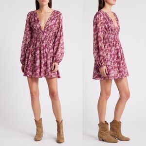 NWT Free People Keep You Long Sleeve Cotton Mini Dress Sz S